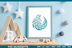 Symbolic Tribal Fox Silhouette SVG Design. Tattoo Fox SVG Product Image 4