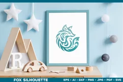 Symbolic Tribal Fox Silhouette SVG Design. Tattoo Fox SVG Product Image 4