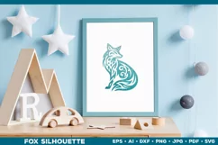 Symbolic Tribal Fox Silhouette SVG Design. Tattoo Fox SVG Product Image 4