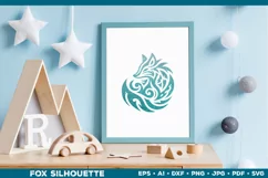 Symbolic Tribal Fox Silhouette SVG Design. Tattoo Fox SVG Product Image 4