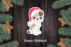 Dog Christmas print and cut stickers PNG Product Image 4