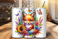 Fox 20oz Skinny Tumbler Wrap PNG for Sublimation Product Image 1