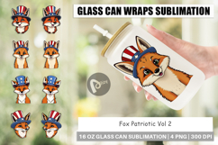 Glass Can Fox Patriotic Product Image 1