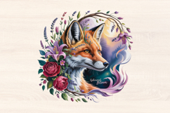 Whimsical Fox with Floral Branch PNG Sublimation Product Image 1