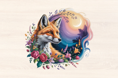 Fall Fox with Floral Branch PNG Sublimation Product Image 1