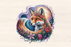 Rose Branch and Fox and Moon PNG Sublimation Product Image 1