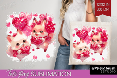 Foxes Valentine Tote Bag Cute Valentines Day Tote Bag PNG Product Image 1