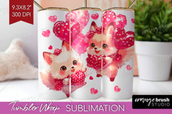 Foxes Valentine Tumbler Wrap Cute Valentines Day Tumbler PNG Product Image 1