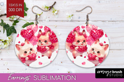 Foxes Valentine Round Earrings Cute Valentines Day PNG Product Image 1