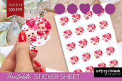 Foxes Valentine Round Sticker Cute Valentines Day Printable Product Image 1