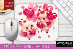 Foxes Valentine Mouse Pad Sublimation Cute Valentines Day Product Image 1