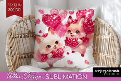 Foxes Valentine Pillow Sublimation Cute Valentines Day Product Image 1