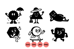 Playful Geometric Character Clipart Illustration Product Image 1