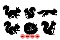 Cute Squirrel Silhouette Clipart For Wildlife Crafts Product Image 1