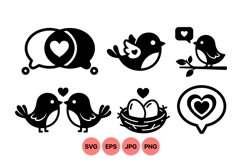 Romantic Love Birds SVG Clipart Design Product Image 1