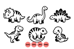 Cute Dinosaur Cartoon Clipart Design Product Image 1