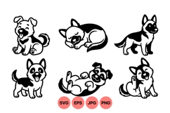 Black And White Cute Dog Puppy SVG Clipart Design Product Image 1