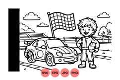 Hand Drawn Race Car Driver Clipart Design Product Image 1