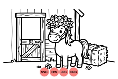 Cute Pony Farm Svg Clipart For Kids Craft Product Image 1
