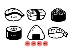 Kawaii Cute Sushi SVG Vector Clipart Illustrations Product Image 1