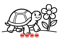 Cute Turtle Coloring Page Vector Illustration Product Image 1