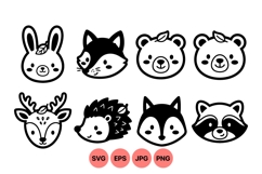 Cute Woodland Animal Faces Vector Clipart Product Image 1