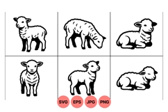 Black And White Lamb Silhouettes For Crafts Product Image 1