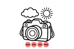 Simple Line Art Camera Illustration Clipart Product Image 1