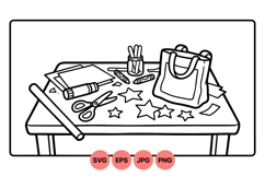 Hand Drawn Craft Table Art Supplies Illustration Product Image 1
