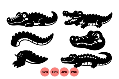 Cute Cartoon Alligator Silhouette Clipart Product Image 1