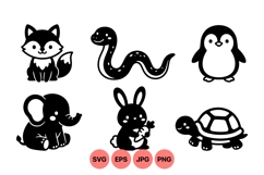Vector Cute Animal Silhouettes For Kids Design Product Image 1