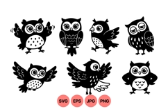 Cute Cartoon Owl Vector Clipart Illustration Product Image 1