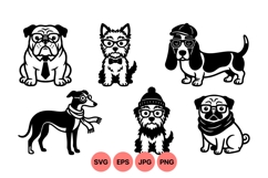 Hipster Dog Clipart Illustrations With Accessories Product Image 1
