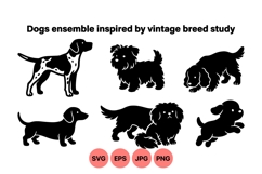 Vintage Dog Breed Silhouettes Vector Graphics Product Image 1