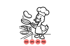 Hand Drawn Cute Chef Duck Cooking Illustration Product Image 1