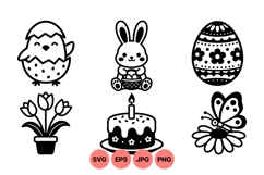 Hand Drawn Easter SVG Clipart For Spring Crafts Product Image 1