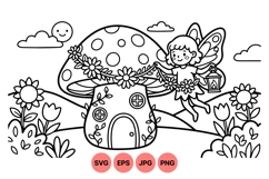 Hand Drawn Fairy Mushroom House Illustration Product Image 1