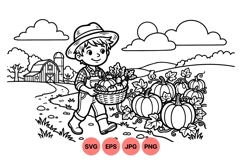 Hand Drawn Autumn Harvest Farm Clipart Product Image 1