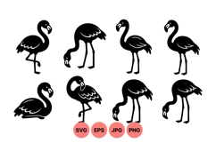 Elegant Silhouette Flamingo Clipart Designs For Crafting Product Image 1
