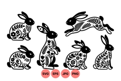 Hand Drawn Floral Rabbit Clipart For Spring Decor Product Image 1