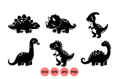 Cute Dinosaur SVG Clipart With Playful Kids Design Product Image 1