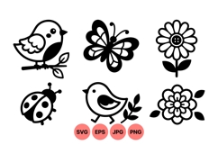 Black And White Nature Icons For Craft Projects Product Image 1
