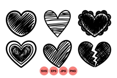 Hand Drawn Heart Clipart Illustrations For Valentines Product Image 1