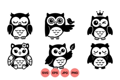 Vector Cartoon Owls Clipart For Crafts Product Image 1
