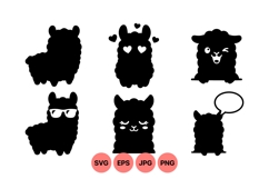 Cute Cartoon Alpaca Silhouette Vector Icons Product Image 1
