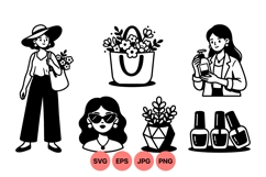 Hand Drawn Modern Lifestyle Woman Clipart Product Image 1