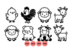 Cute Farm Animal Vector Clipart For Kids Projects Product Image 1
