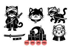 Ninja Cat Vector Clipart For Urban Designs Product Image 1