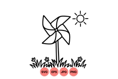 Hand Drawn Summer Pinwheel Vector Illustration Product Image 1