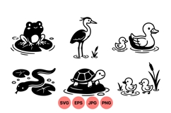 Vector Clipart Of Pond Animals For Crafts Product Image 1